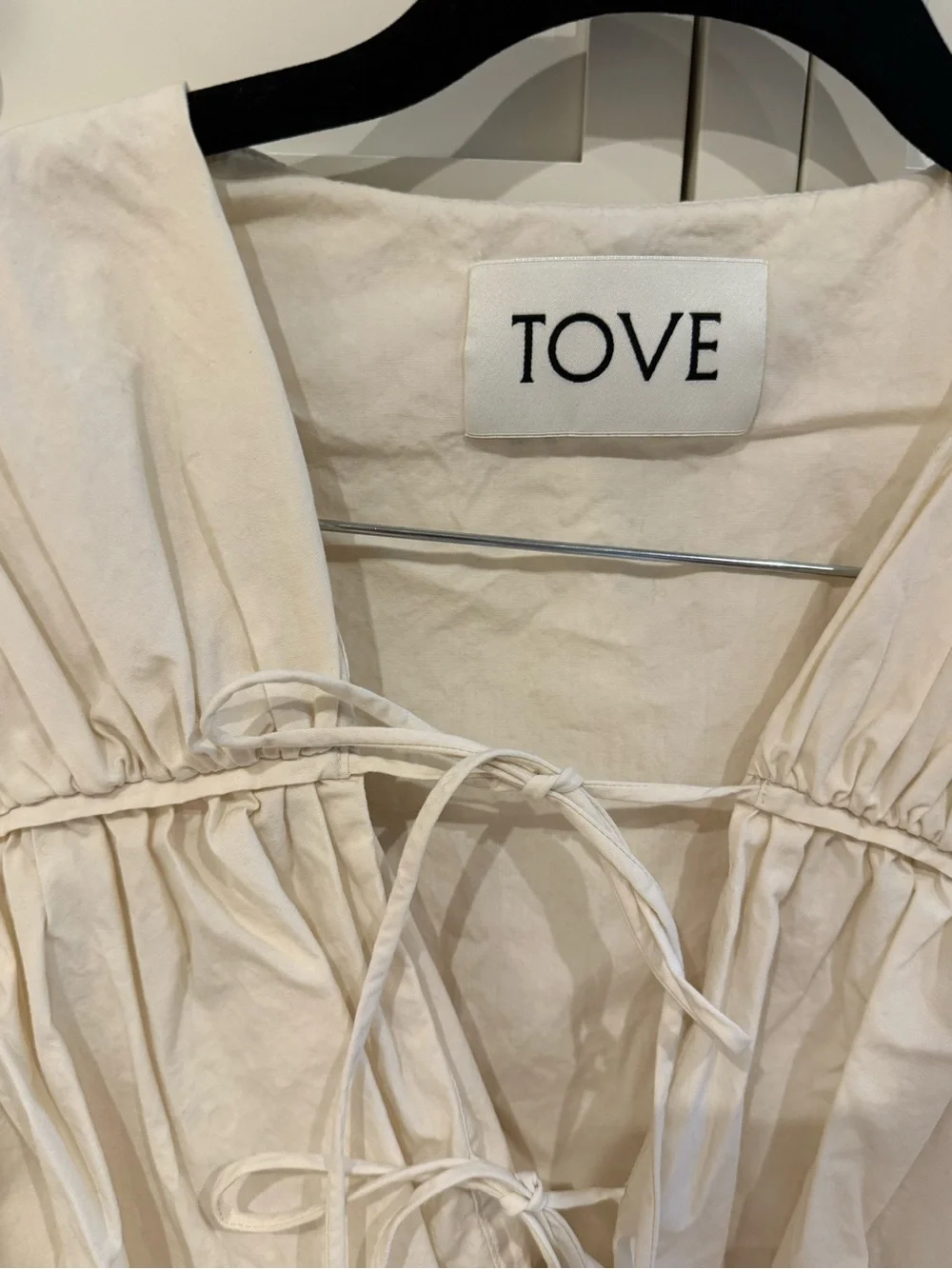 NWOT TOVE Cream Tie Peplum Cotton Top Small/34 - Picture 2 of 3